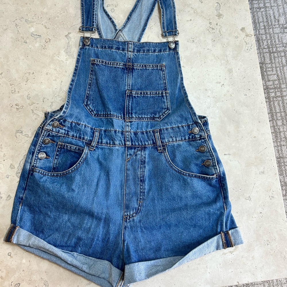 Free People Ziggy Shortalls Blue Jean Shorts Overalls